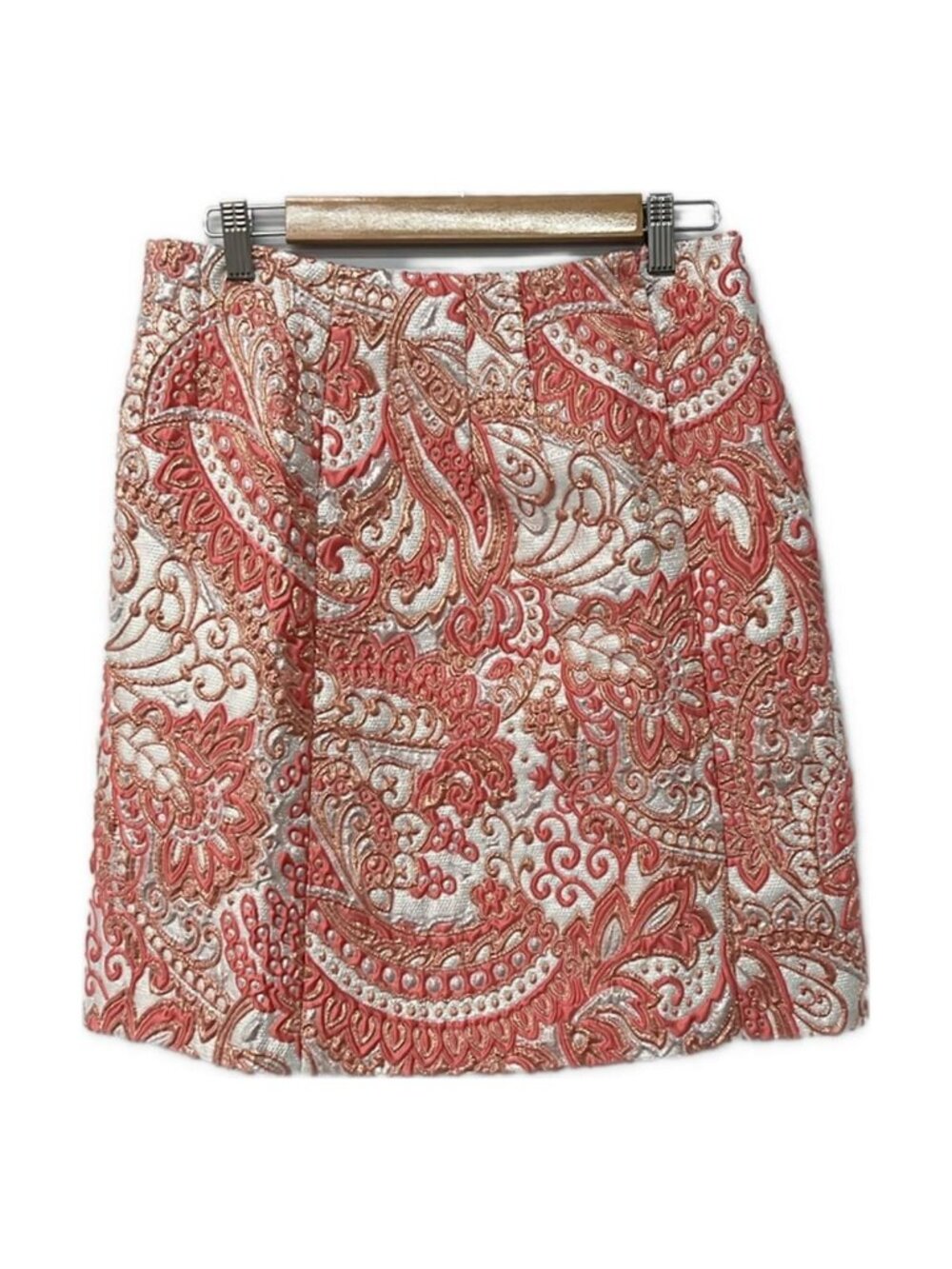 Dolce & Gabbana Skirt M White Pink Multi Knee-Length Glitter Floral Pattern